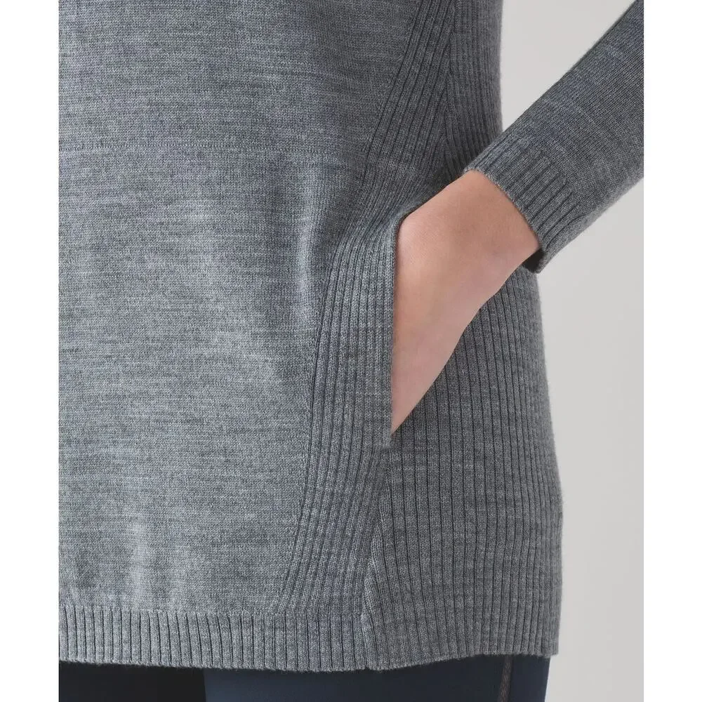 Lululemon Sweat And Savasana Sweater Heathered Medium Grey Merino Wool Cashfeel
